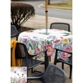 thumbnail image 5 of Outdoor Tablecloth with Umbrella Hole for Patio/Picnic/Party/Camping, Watercolor Flowers Waterproof Table Cloth Square Cover Washable, Spring Hummingbird Butterflly Floral (60"x 60"), 5 of 8