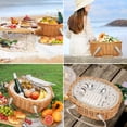 thumbnail image 4 of Cesta de picnic STBoo para 2 personas con mesa para vino y bolsa nevera beige, 4 of 9