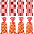 thumbnail image 2 of Nvzi 150 bolsas de celofán con lazos retorcidos para regalos de fiesta, dulces, repostería, tartas, bodas, cumpleaños (rojo y blanco), 2 of 3