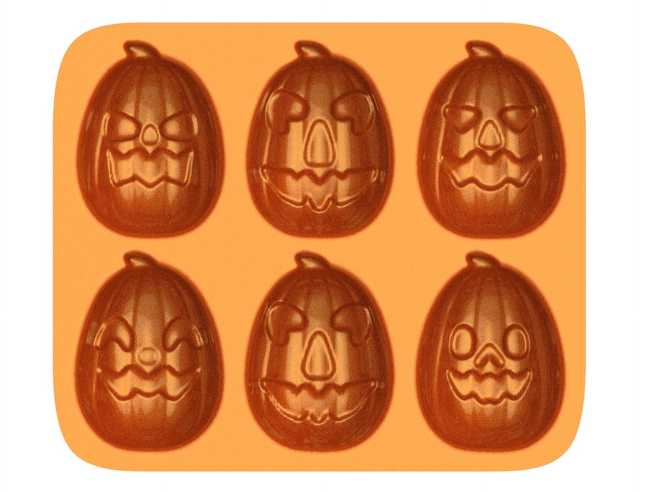 Way to Celebrate Pumpkin Cast Aluminum 6-Cavity Baking Pan, Orange lridescent