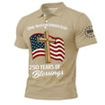 thumbnail image 2 of Men's US 250th Anniversary Polo Shirt with One Nation Under God and Cross Flag Print Featuring Classic Collar and Short Sleeves&nbsp; Khaki XL, 2 of 5