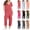 Gray—Jumpsuits, variant on Adult Onesie Pajamas for Women Stretch V Neck Short Sleeve Jumpsuits Loose Fit Solid Ankle Length Pants Summer Rompers with Pockets Soft Sleepwear Homewear One Piece Black S