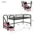 thumbnail image 6 of Low Loft Twin Metal Bed with 2 Big Storage Steps, Toddler Kids Modern Metal Bed Frame, Heavy Duty Bed, Multifunction Design Bed Bedroom Furniture, Space-Saving, No Box Spring Needed (Pink), 6 of 8