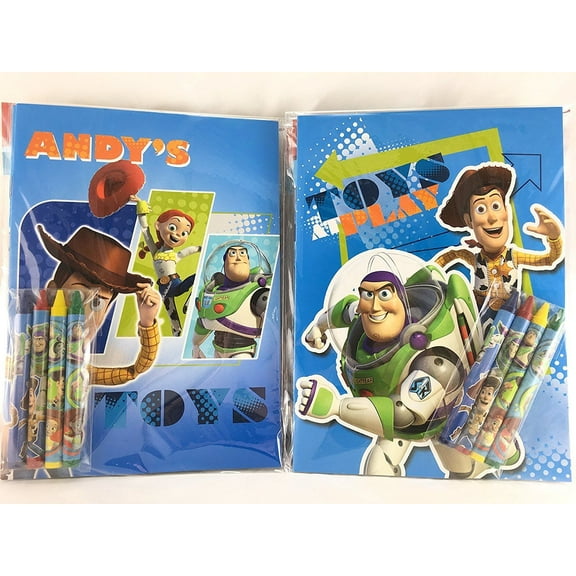 Party Favors Toy Story Coloring Book & Crayon Set 12 Pack ( Assorted Style)