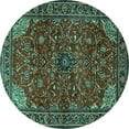 thumbnail image 1 of Ahgly Company Machine Washable Indoor Round Persian Turquoise Blue Traditional Area Rugs, 7' Round, 1 of 4