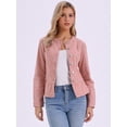 thumbnail image 4 of DARING DIVA Women's Peplum Hem Button Down Collarless Jean Jacket L Dusty Pink, 4 of 6