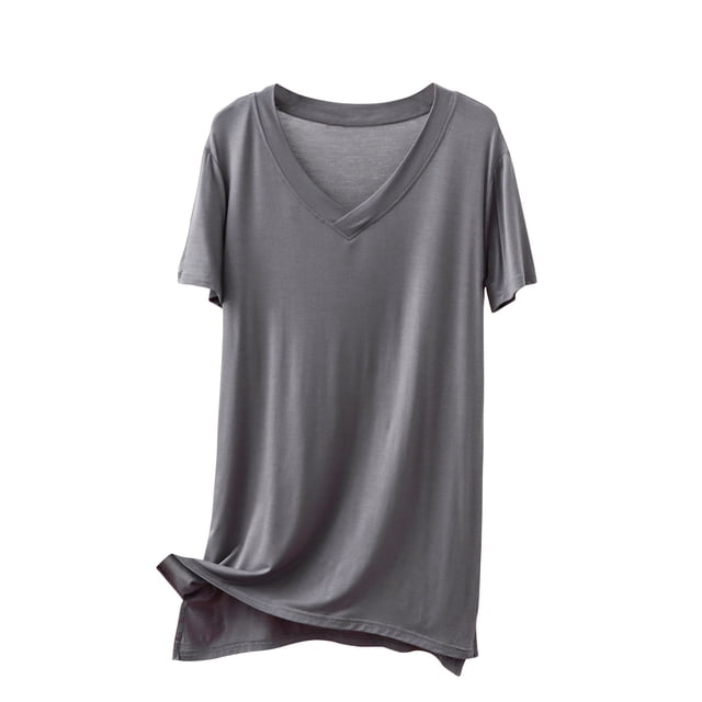 Birdeem Chemise Décontractée Fine Douce et Basique pour Femmes Longueur Moyenne Manches Courtes Col Rond Haut/chemise