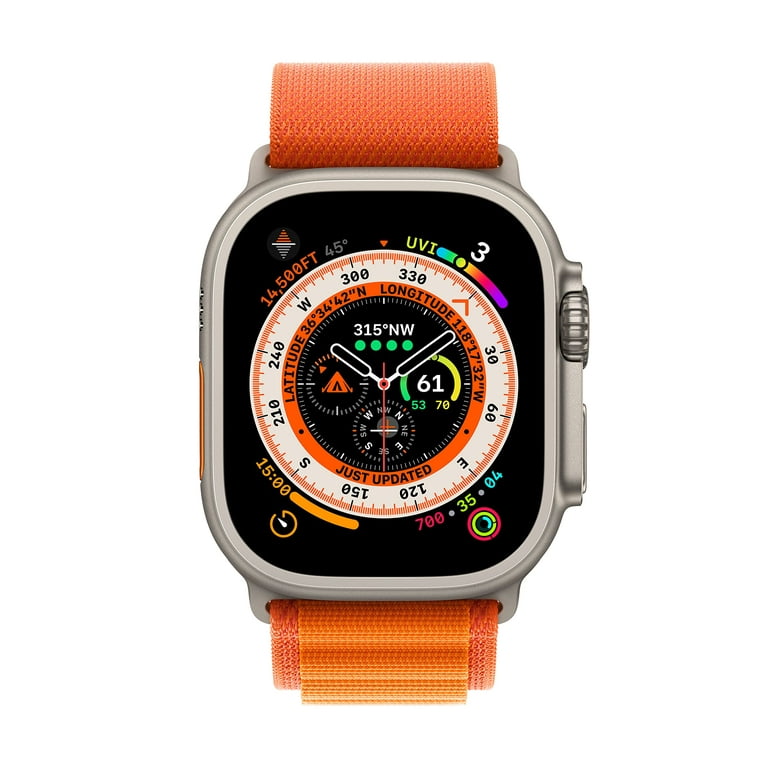 Apple Watch Ultra [GPS + Cellular 49mm] Smart Watch w/Rugged Titanium Case  & Orange Alpine Loop Small.