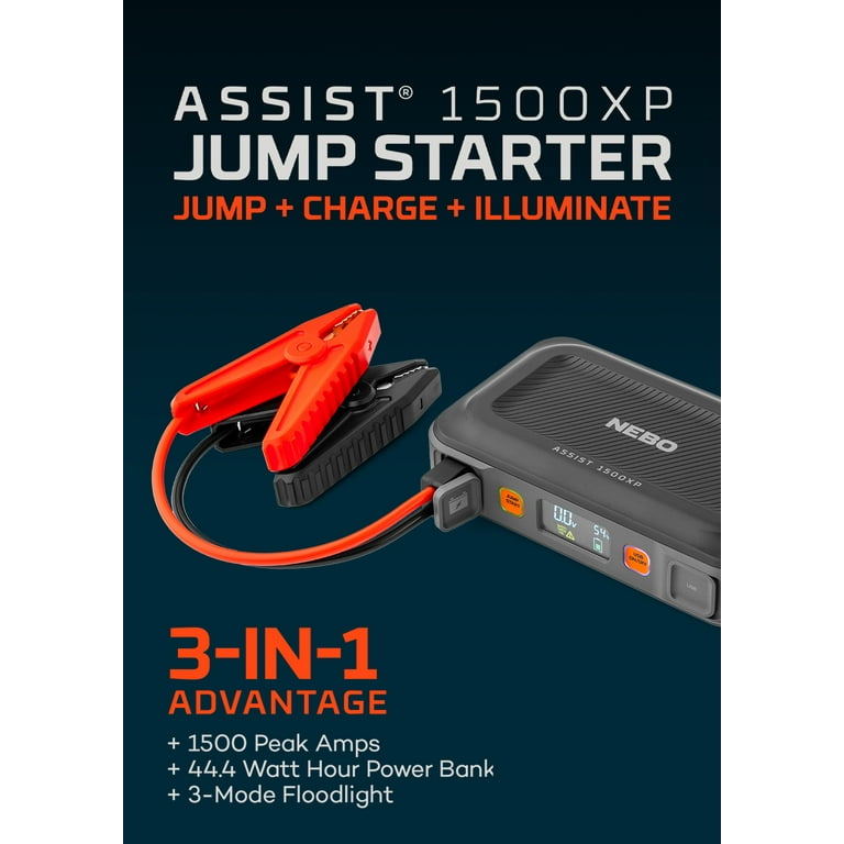 Nebo Assist 1500XP Jump Starter, 1500 Peak Amps and a Backup Power
