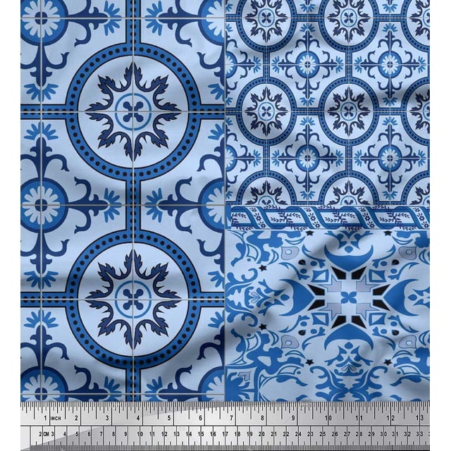 Soimoi Tissu Georgette Viscose Damassé Patchwork Imprimé 1 Yard 42 Pouces de Large