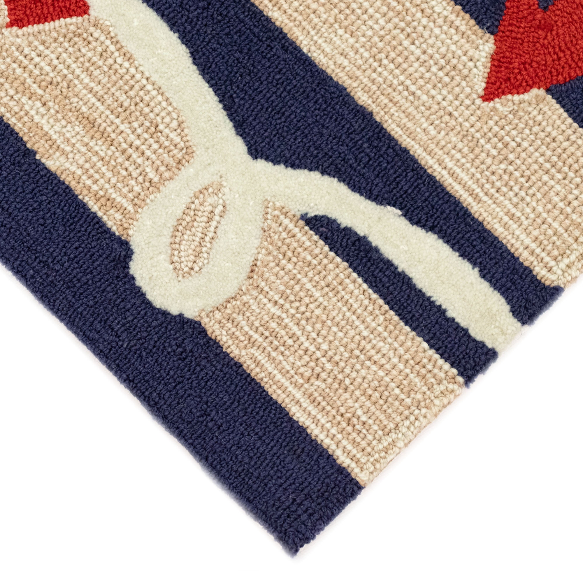 Nautical Anchor Navy and Cream Outdoor Accent Rug 24"x36"