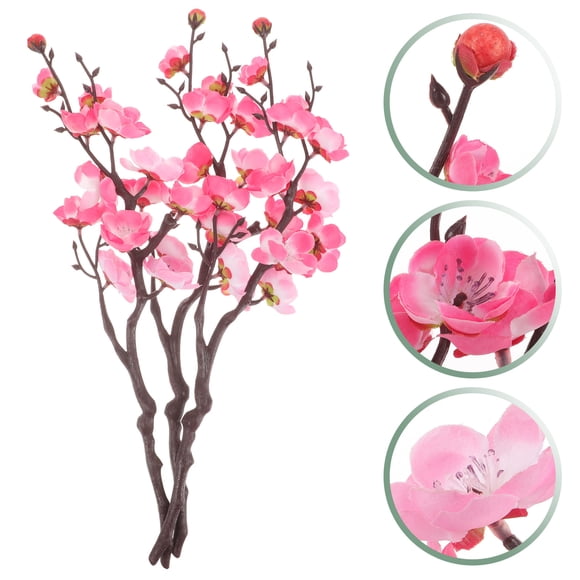 Milisten 3Ud Ramas Artificiales De Flor De Ciruelo Rosa Para Y Manualidades