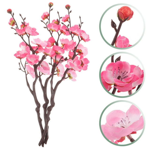 Milisten 3Ud Ramas Artificiales De Flor De Ciruelo Rosa Para Y Manualidades