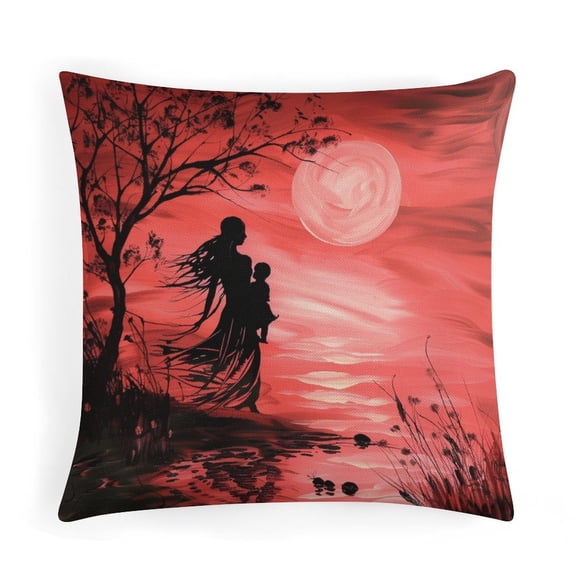 16"x16" Cushion Pillow Cover Mother Holding Her Kid with Flowers Farmhouse Decorative Throw Pillow Coves Cushion Case Decoration I Love Mom Grandma Throw Pillows for Couch for Couch Car Sofa