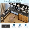 thumbnail image 6 of Loft Bed Full Size with Desk, 6 Storage Drawers and Bookshelf, Metal Loft Full Bed Frame with USB Charging Station, LED Lights, Storage Shelf, Full-Length Guardrail & Ladder, Black, 6 of 9