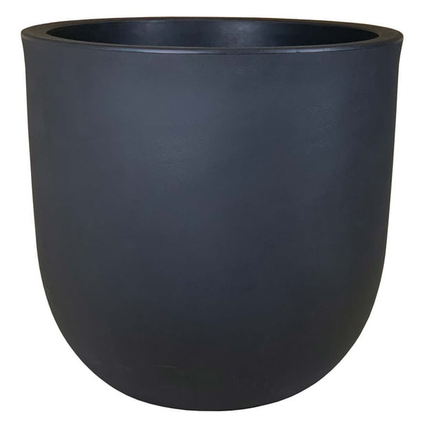 Better Homes & Gardens 18in Mosswood Resin Planter, Matte Black