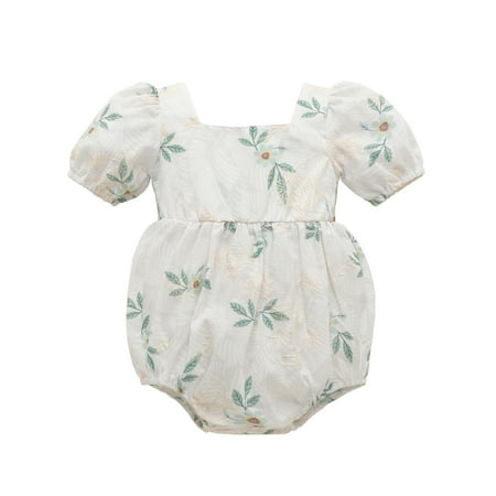 

Fernvia Newborn Toddler Baby Girl Romper Vintage Boho Floral Print Short Sleeve Summer Clothes 3 6 12 18 24 Months