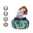 thumbnail image 2 of Cartoon Storage Toy Bag Chair, Vintage Robots Space Fiction Comic Cyborg Future Repetition Design Art, Stuffed Animal Organizer Washable Bag, Large Size, Multicolor, by Ambesonne, 2 of 3