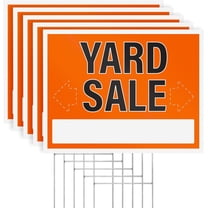 3pk Yard Sale Signs with Stakes | Large Weatherproof Corrugated Plastic Garage Sale Supplies with Metal H Frame Stakes, 17" x 13"