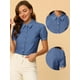 thumbnail image 2 of Blusa Vaquera De Manga Corta Con Botones Y Cuello En Punta Para Mujer Azul L, 2 of 5