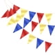 thumbnail image 1 of Banderas de triángulo de papel Uxcell, banderines vintage, guirnalda de banderas para bodas y cumpleaños en rojo/dorado claro/azul, 1 of 7