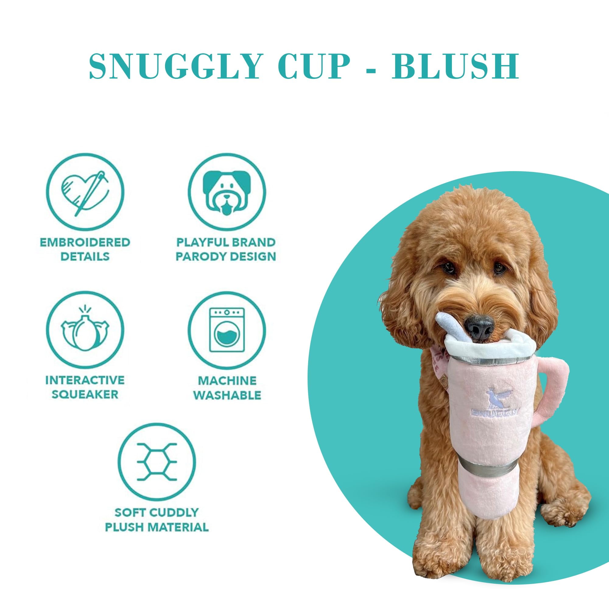 Snuggly Cup, Plush Designer Dog Toys With Interactive Squeaker, Stimulating Pet Enrichment, Machine-Washable & Safe Materials For All Breeds, One Size