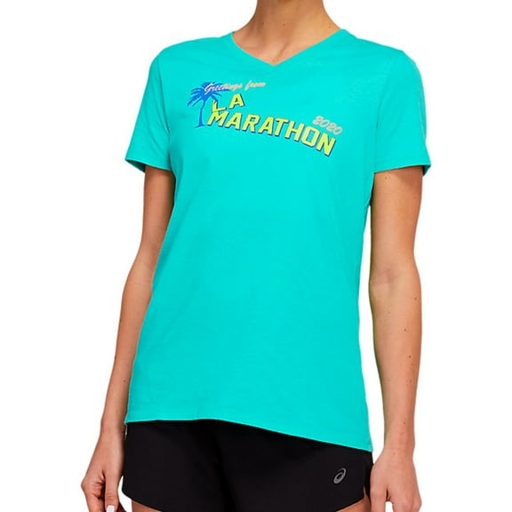 ASICS Womens L.A. Marathon 2020 Graphic T-Shirt, Green, Medium