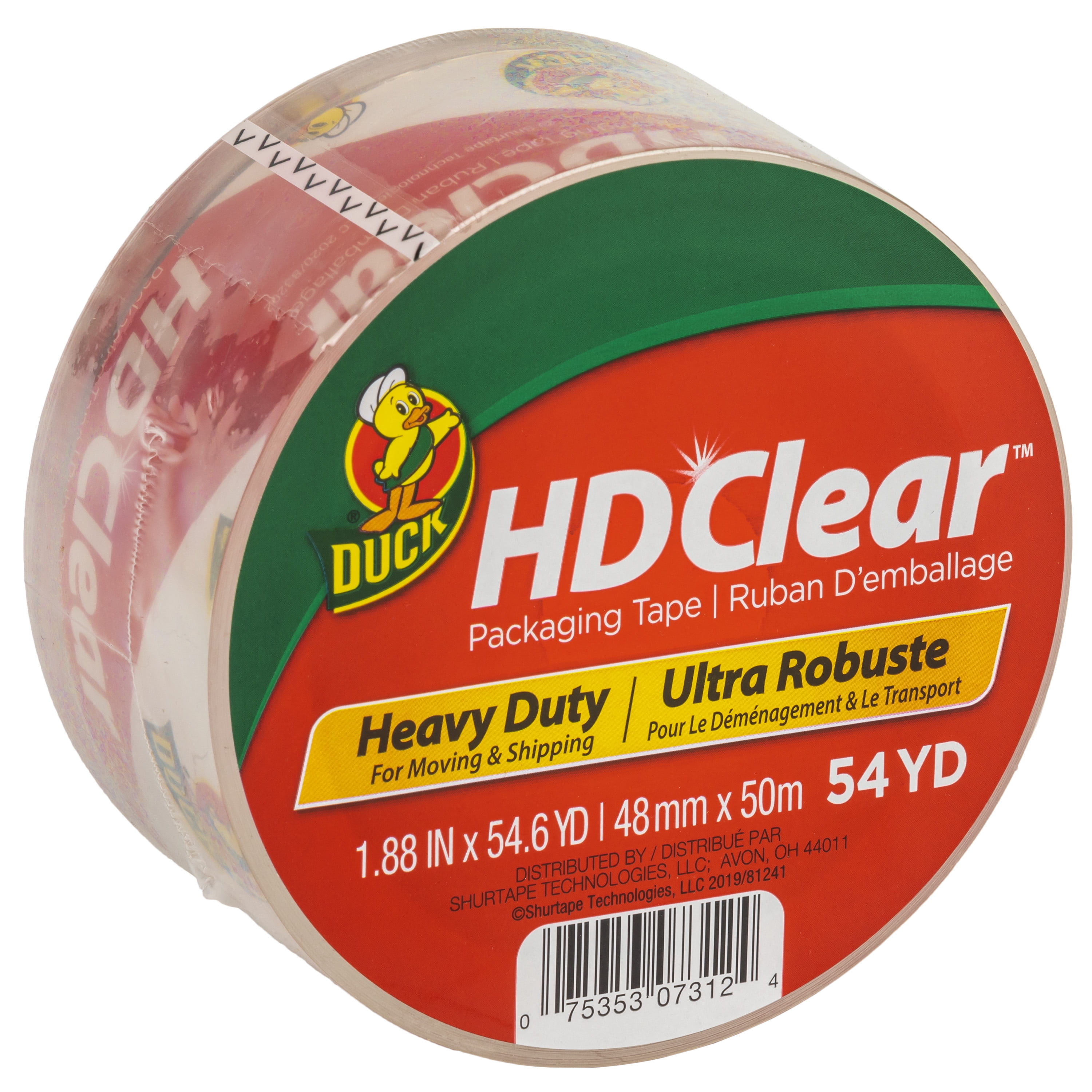 Duck Brand HD Clear Heavy Duty Packing Tape, Clear, 12 pack, 1.88 in. x