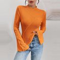 thumbnail image 4 of gbyLJF Women's Mock Neck Shirts Solid Color Long Sleeve Pullover Tops Casual Slim Fit Flare Sleeve Shirt Tops, 4 of 7