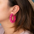 thumbnail image 5 of Colorful Statement Raffia Hoop Dangle Earrings for Women - Boho Circle Beaded Earrings - Fun Summer Rattan Beach Vacation Jewelry Teacher Gifts, 5 of 5