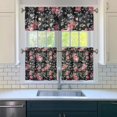thumbnail image 3 of Pioneer Kitchen Curtains and Valance Set 24 Inch Tier Pink Rose Black Vector Image Curtains Small Drapes for Cafe Living Room Bathroom Farmhouse 3 Pieces Set Rod Pocket, 3 of 6