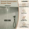 thumbnail image 4 of CASAINC 3-Spray Patterns Thermostatic 16 in. Ceiling Mount Rainfall Dual Shower Heads with Hand-Shower in Matte Black, 4 of 10