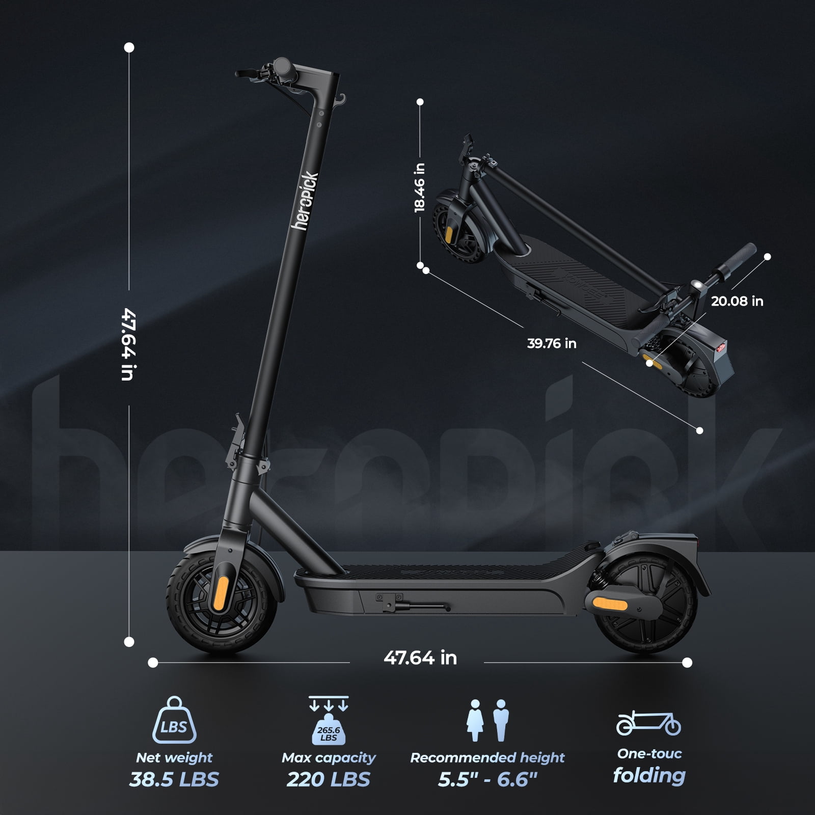 Anqdy E8 Pro Electric Scooter 500W 8.5" Foldable Scooter for Adults 20mph & 20Miles Range Commuting Scooter
