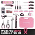 thumbnail image 2 of Kit de herramientas WORKPRO Pink 258 piezas con martillo rosa y destornillador, 2 of 9