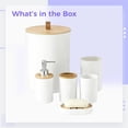thumbnail image 5 of 6 Pcs Bathroom Accessories Set, White Bathroom Decor with Wood Lid, Included Toilet Brush, Toothbrush Holder, Soap Dispenser, Modern Bathroom Set for Home Hotel Restroom, 5 of 8