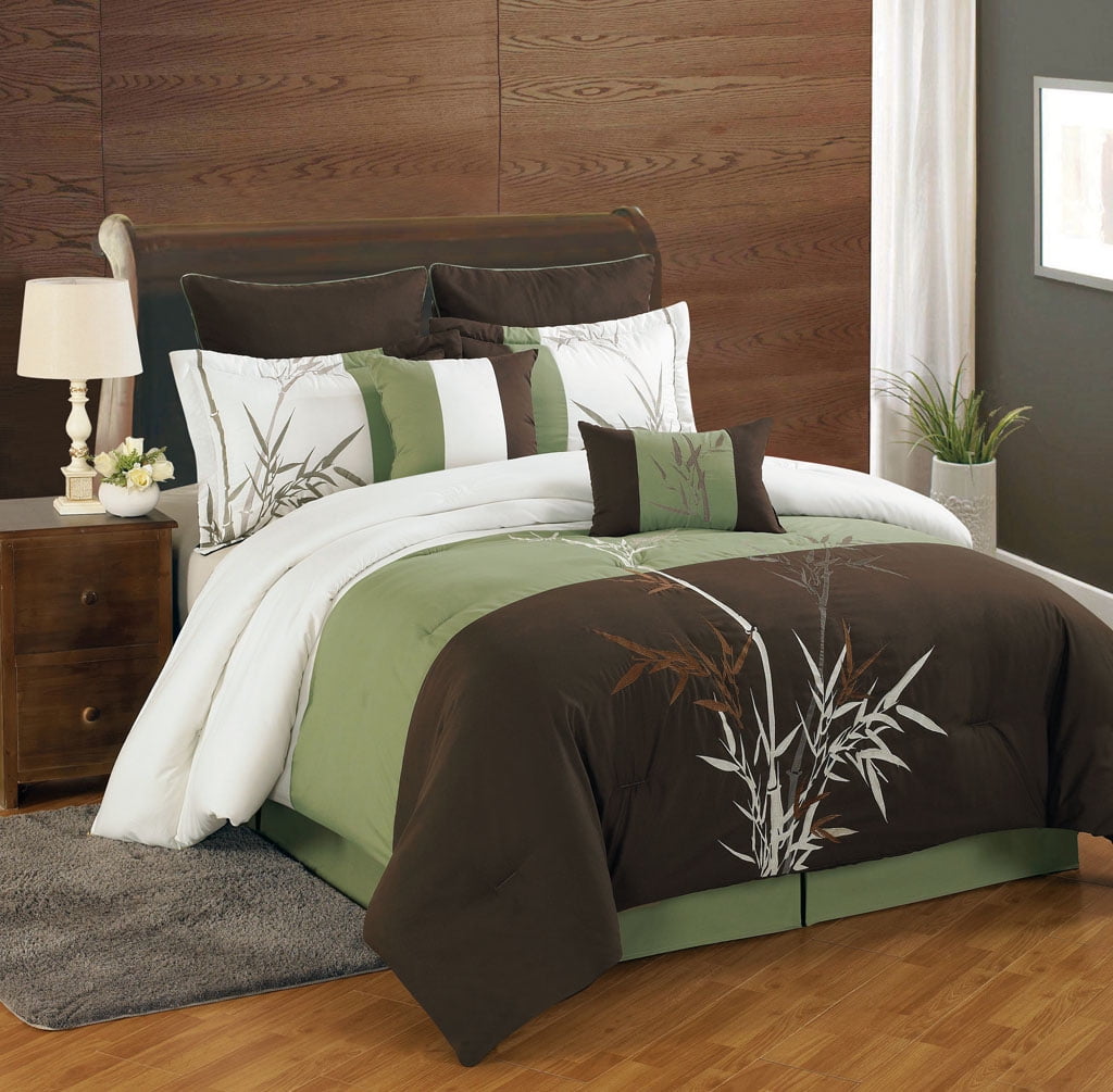 8 Piece Bamboo Embroidered Comforter Set