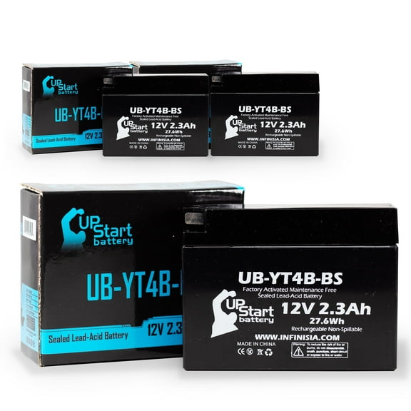 3-Pack UpStart Battery Replacement for 2014 Yamaha TTR110E 110CC Factory Activated, Maintenance Free, Motorcycle Battery - 12V, 2.3Ah, UB-YT4B-BS