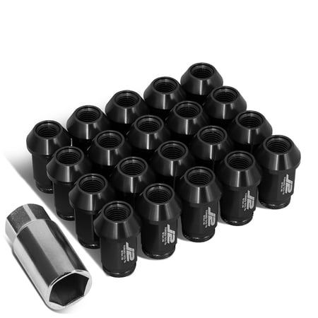 J2 Engineering LN-T7-023-15-BK J2 Engineering 7075 -T6 Forged Aluminum M12X1.5 20Pcs 40mm Height Open -End Lug Nut Sets w / Socket Adapter (Black)