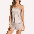 thumbnail image 4 of Silk Pajamas for Women 2 Pcs Cami Top and Shorts Set Lounge Sets for Women Sleep Sets for Women, 4 of 4