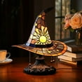 thumbnail image 7 of Witch Hat Lamp Stained Glass Style, Gothic LED Resin Table Light for Halloween Decor Bedside Night Light and Fantasy Gift, 7 of 7