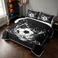thumbnail image 3 of Manfei Football Twin Quilt Set, Sport Twin Coverlet Set, Black And White, Black Reversible 2pcs, 1 Bedspread and 1 Pillowcase, 3 of 7