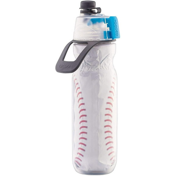 O2COOL Mist 'N Sip Misting Water Bottle 2-in-1 Mist And Sip Function With No Leak Pull Top Spout Reusable Sports Water Bottle - 20 oz - Baseball