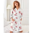 thumbnail image 2 of Ekouaer Robes for Women Knee Length Bathrobe Lightweight Kimono Robe 3/4 Sleeve Sleepwear with Pockets, 2 of 6
