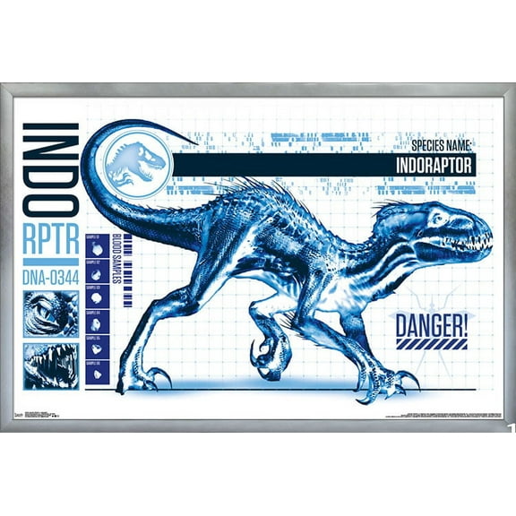 Jurassic World: Fallen Kingdom - Indo-Raptor Wall Poster, 22.375" x 34", Framed