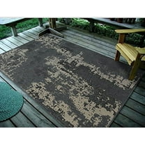 4'5"x7' Vintage Faded Design, Charcoal Indoor & Outdoor Rug - 1126