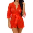thumbnail image 2 of Lencería para mujer sexy vestido largo de encaje vestido transparente transparente kimono bata, 2 of 8