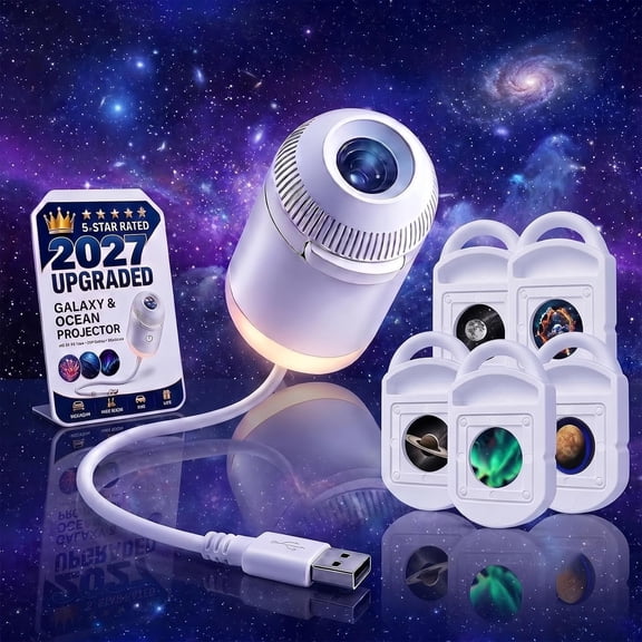 Comauo Ocean & Galaxy Projector - Ultra-HD Sphere Tech, Smart Holographic Night Light, Adjustable Rotating Star Projector for Bedroom Ceiling and Car - 6 Projection Films