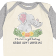 thumbnail image 4 of Inktastic I'll Never Forget That My Great Aunt Loves Me Cute Elephants Boys or Girls Long Sleeve Baby Bodysuit, 4 of 5