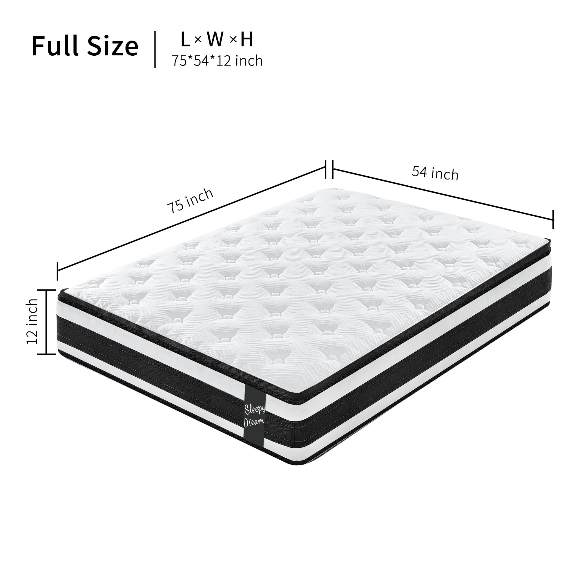 Miniyam 12" Memory Foam for Adults, Individual Pocket Spring Hybrid Mattress, Full