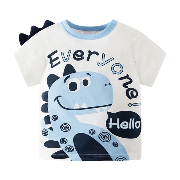 Gibobby Playera Moda Niños pequeños bebés niños verano dibujos animados lindo y divertido dinosaurio manga corta cuello redondo camisetas Tops camiseta amarilla y opcional(Blanco, 2-3 Años)